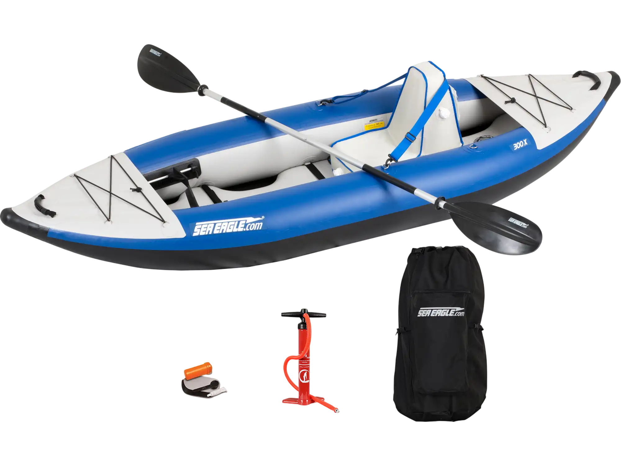 Sea Eagle 300X Explorer Inflatable Kayak Solo Deluxe Package Blue Gray New