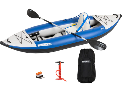 Sea Eagle 300X Explorer Inflatable Kayak Solo Deluxe Package Blue Gray New