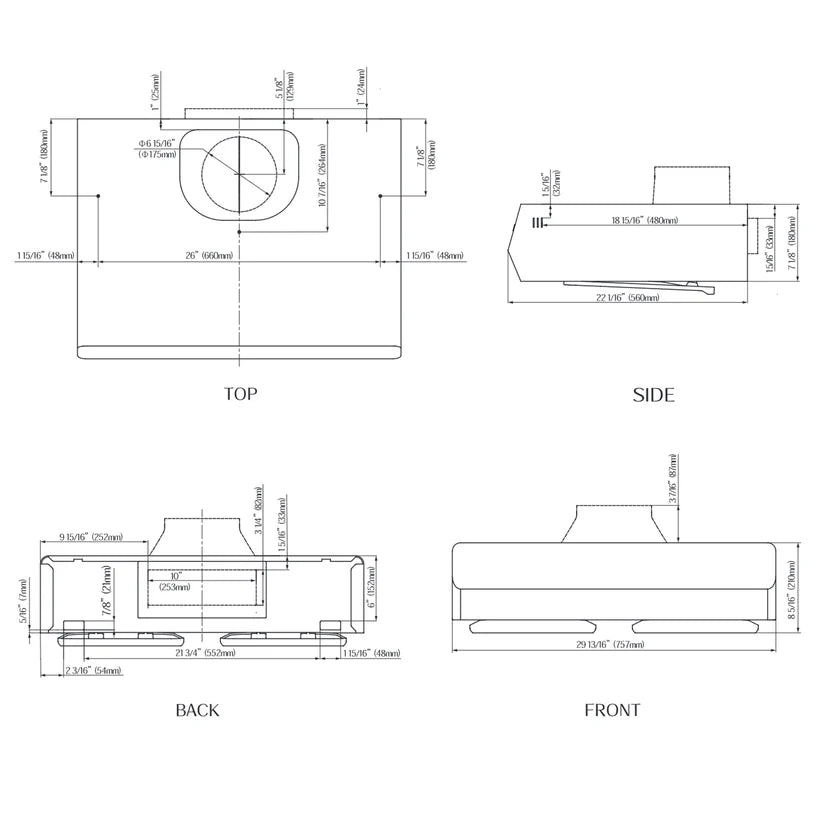 Fotile Pixie Air Range Hood 36" 850 CFM Under Cabinet Convertible Tempered Glass UQG3602 New