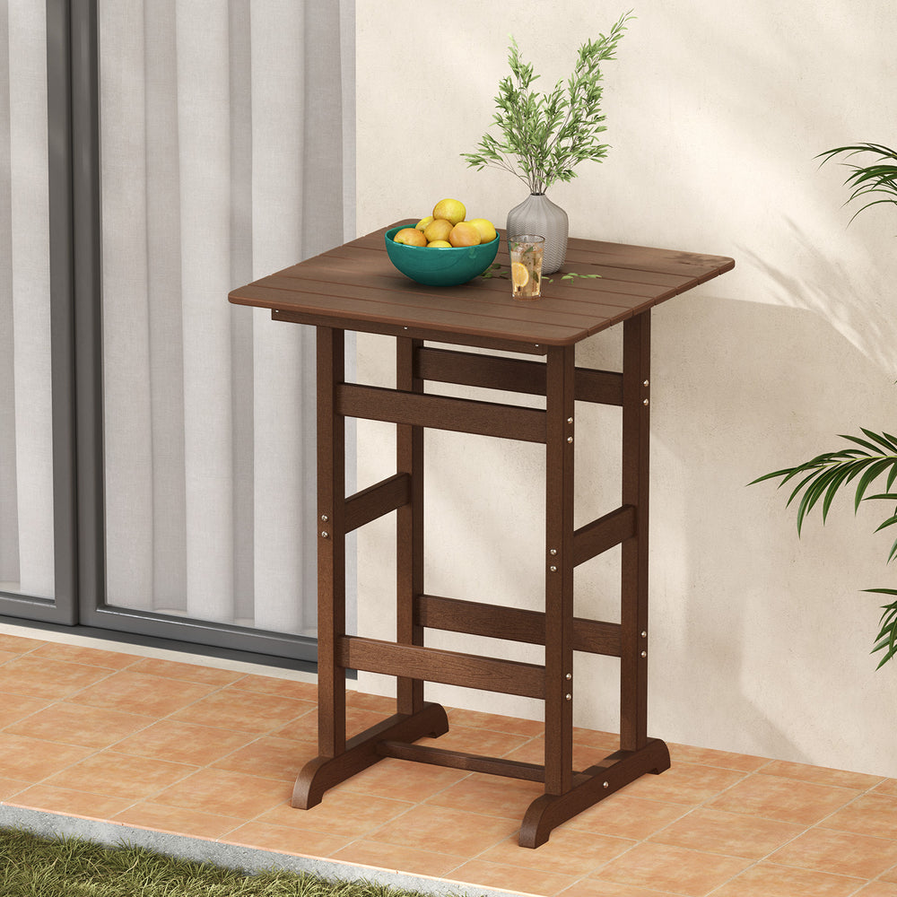 30 Inch Square Bar Table Dining Table with Slatted Tabletop for Poolside-Brown - Gallery View 1 of 9