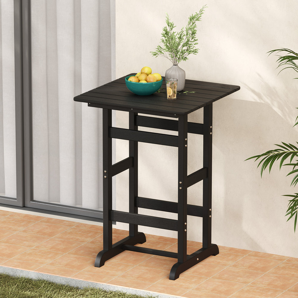 30 Inch Square Bar Table Dining Table with Slatted Tabletop for Poolside-Black - Gallery View 1 of 9