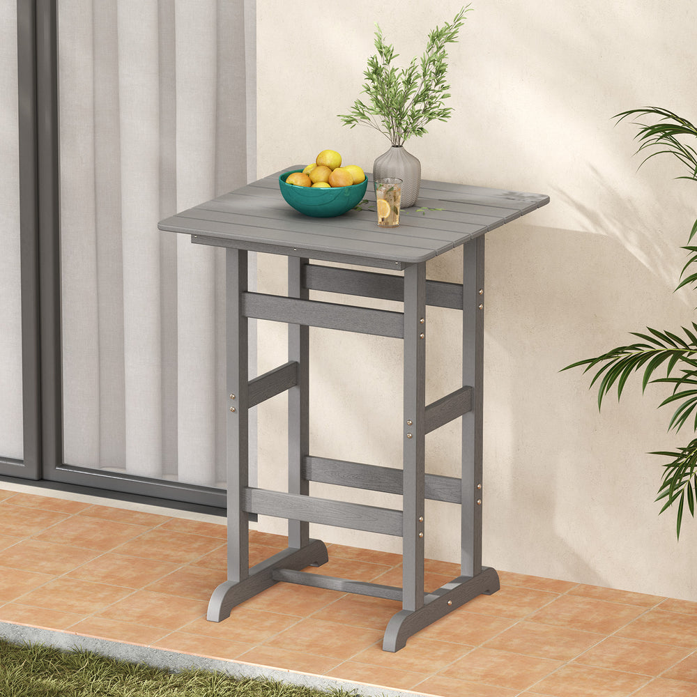 30 Inch Square Bar Table Dining Table with Slatted Tabletop for Poolside-Gray - Gallery View 1 of 9