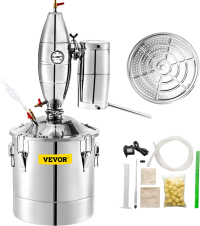 Vevor Alcohol Distiller 7.9 Gal 30 L Stainless Steel Wine Whiskey Home Brewing Kit with Thermometer New