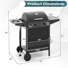 Product dimensions of the 30,000 BTU outdoor propane gas grill on wheels, featuring a spacious cooking zone and sturdy.