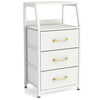 30.5 Inch Tall Nightstand with 3 Fabric Drawers and 2 Spacious Open Shelves-White - Gallery View 1 of 1