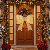 Golden 30" Christmas lighted bow decoration set with 120 warm white LED lights, perfect for festive outdoor displays.