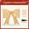 Golden 30" Christmas lighted bow decoration with 120 warm white LED lights, perfect for festive outdoor display.