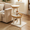Cat tower featuring two hand-woven rattan baskets, sisal scratching posts, and plush cushions for indoor kittens.