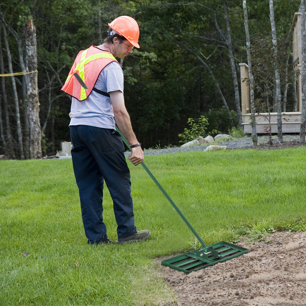 30 x 10 Inch Lawn Leveling Rake with Ergonomic Handle-Green - Gallery View 1 of 9