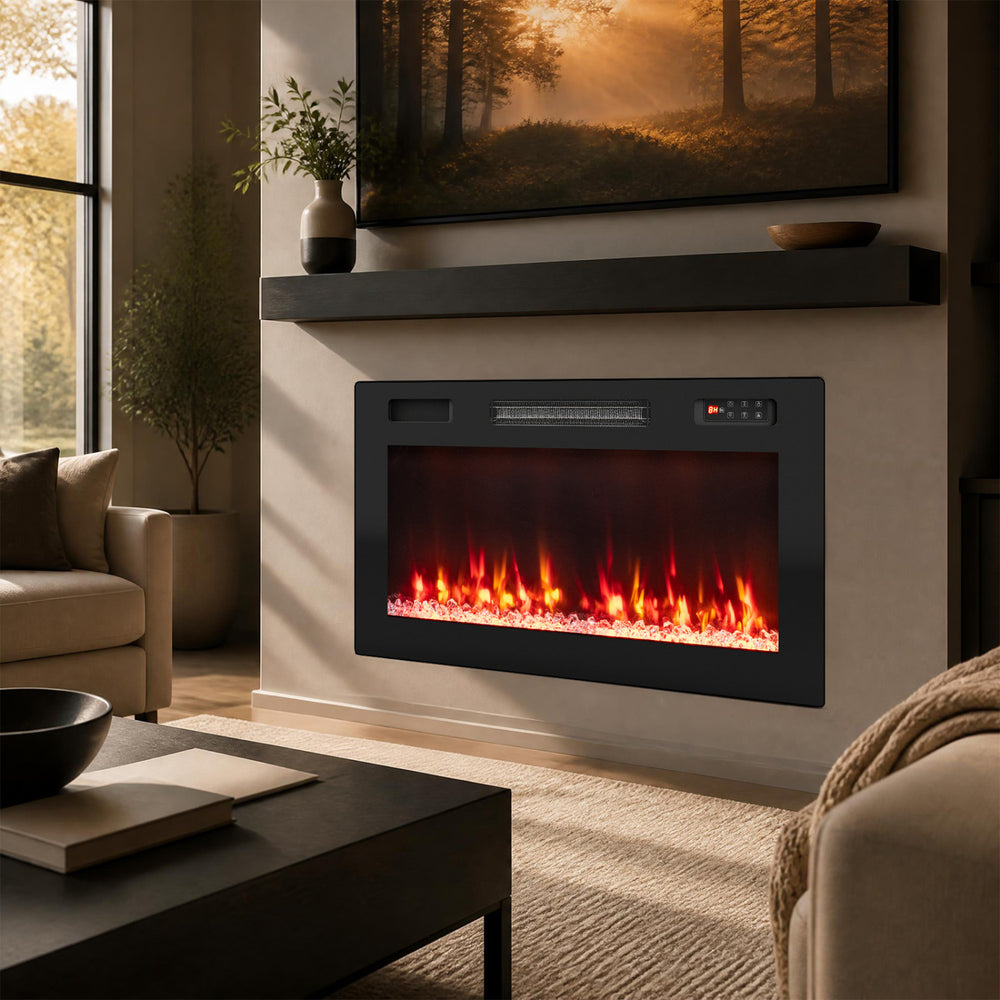 30 Inch Smart WiFi Electric Fireplace with Recessed and Wall Mounted - Gallery View 1 of 10