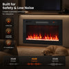 30-inch smart WiFi electric fireplace with 12 flame colors, 3 brightness levels, and low-noise operation for cozy ambiance.