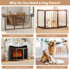 30-inch tall brown wooden pet fence for small and medium dogs, designed for pet isolation and furniture protection.