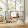 30 Inch Tall Wooden Pet Fence for Cats Small and Medium Dogs-Gray - Gallery View 1 of 9