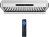 30-inch stainless steel under cabinet range hood with remote control, 900 CFM airflow, and adjustable LED lights.