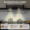 30-inch stainless steel under cabinet range hood with 2 adjustable LED lights, 900 CFM airflow, and dimmable design.