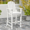 30 Inches Counter Height Outdoor HDPE Bar Stool with Armrests and Footrest-White - Gallery View 1 of 7
