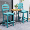 30 Inches Counter Height HDPE Bar Stool with Backrest and Footrest-Turquoise - Gallery View 1 of 10
