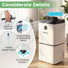 30 pints dehumidifier with digital display, built-in handle, and 4 universal casters for easy mobility in large rooms.