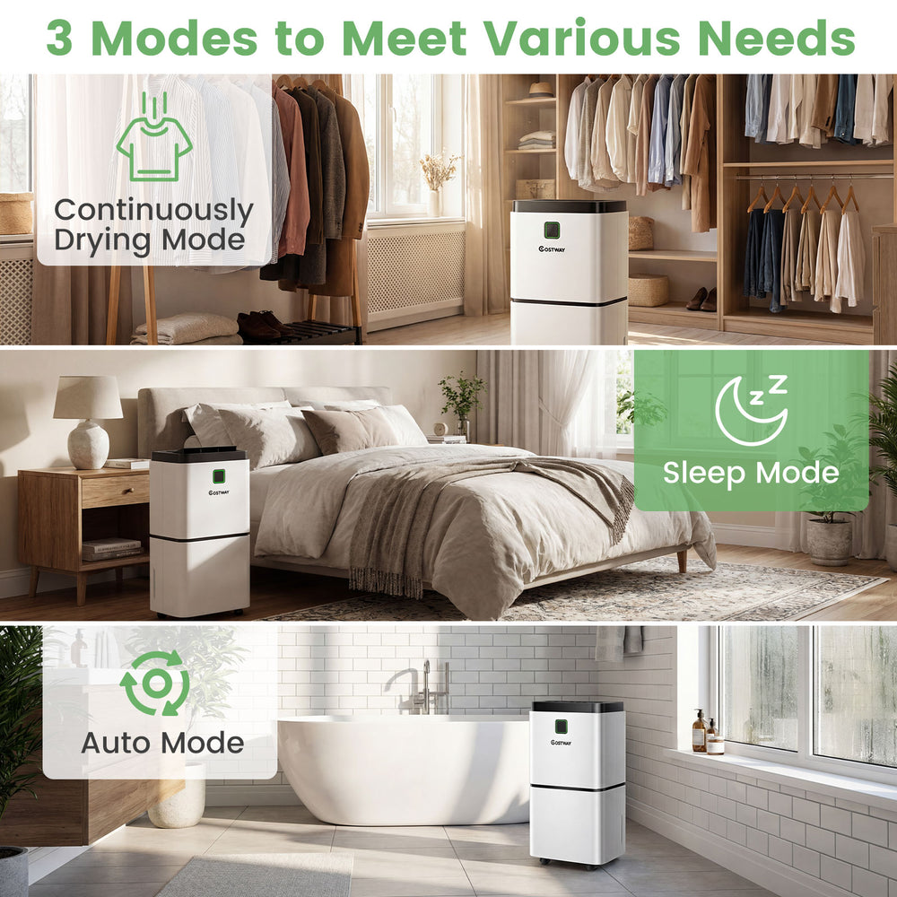 30 pints dehumidifier with digital display, auto mode, and sleep mode, ideal for medium to large rooms up to 1,500.