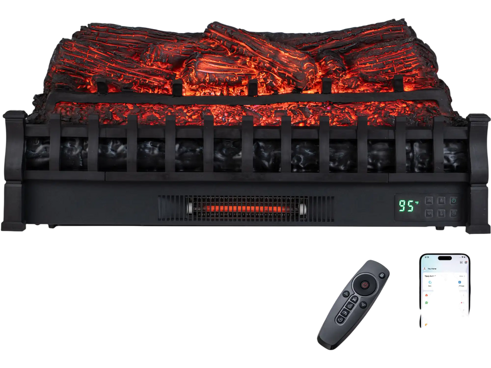 30" WiFi fireplace insert with customizable flame effects, remote control, and 1500W heating for cozy living spaces.