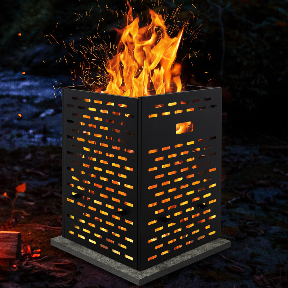 30-inch burn barrel made of ultra-thick carbon steel with venting patterns, ideal for yard waste disposal and airflow.