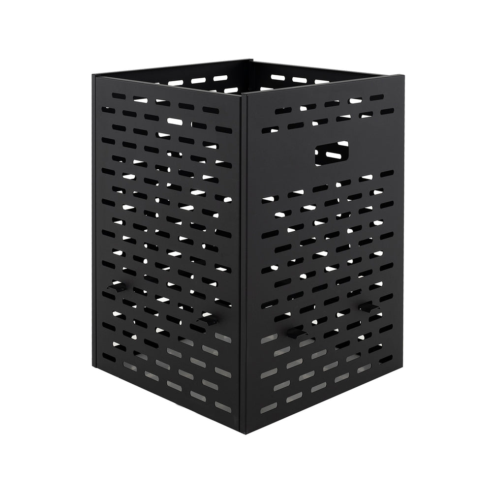30-inch ultra-thick black burn barrel with venting patterns, designed for efficient yard waste disposal and easy ash.