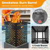 30-inch smokeless burn barrel made of ultra-thick carbon steel with venting patterns for efficient yard waste disposal.
