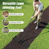 Heavy duty lawn level tool with 30 x 10 inch rake plate and 69 inch handle, ideal for leveling soil in gardens or farms.