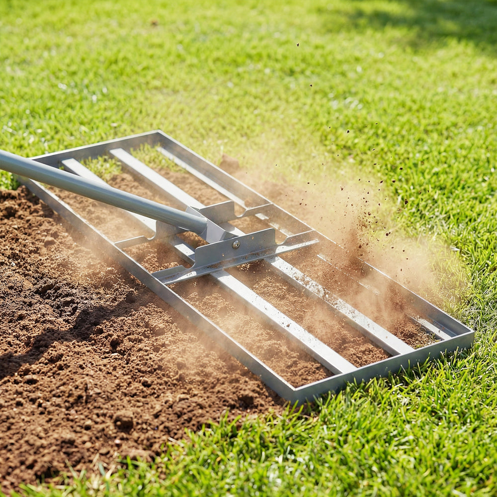 30 x 10 Inch Heavy Duty Lawn Level Tool with 69 Inch Handle-Silver - Gallery View 1 of 13
