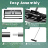 Step-by-step assembly instructions for the 30 x 10 Inch Lawn Leveling Rake with Ergonomic Handle in black.