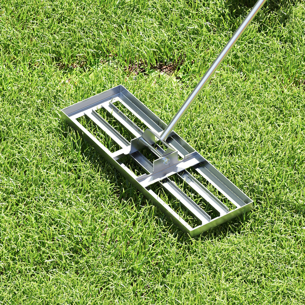 30 x 10 Inch Lawn Leveling Rake with Ergonomic Handle-Silver - Gallery View 1 of 10