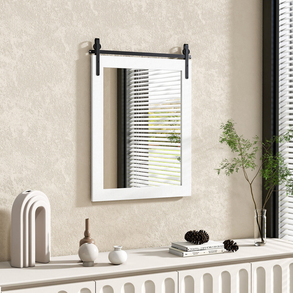 30 x 22 Inch Wall Mount Mirror with Wood Frame-White - Gallery View 1 of 10