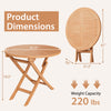 Folding round coffee table made of teak wood, 31.5" wide, with a weight capacity of 220 lbs, ideal for outdoor use.