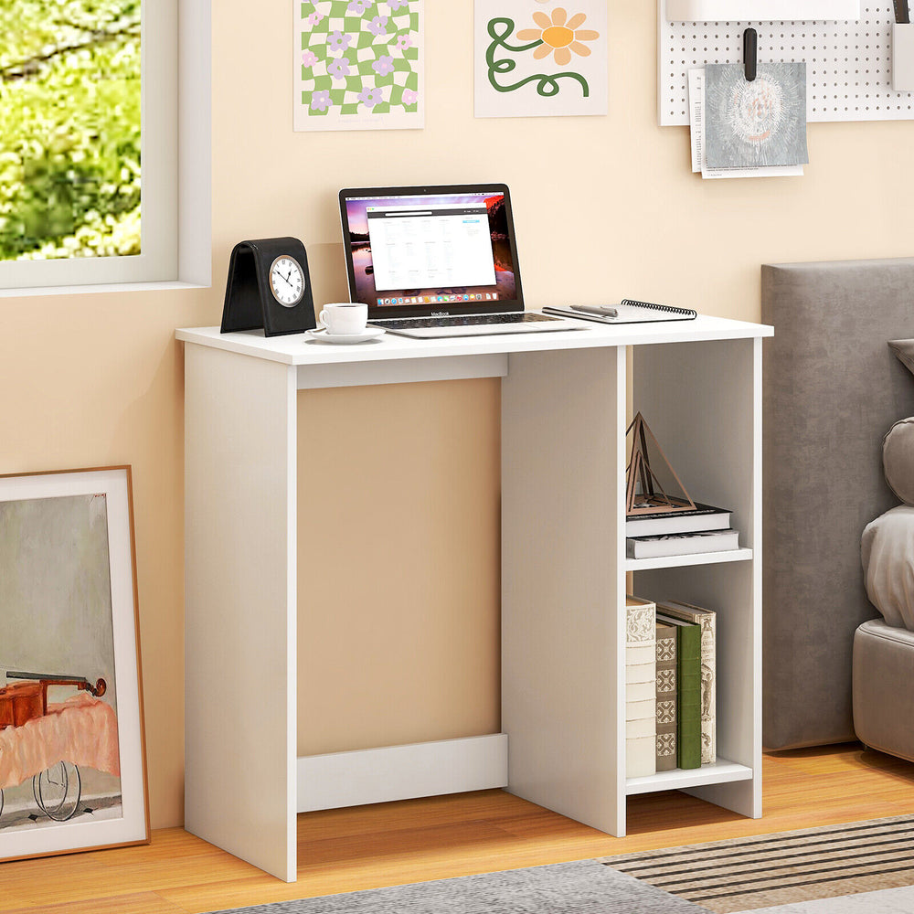 31.5 Inch  Modern Home Office Desk with 2 Compartments-White - Gallery View 1 of 10