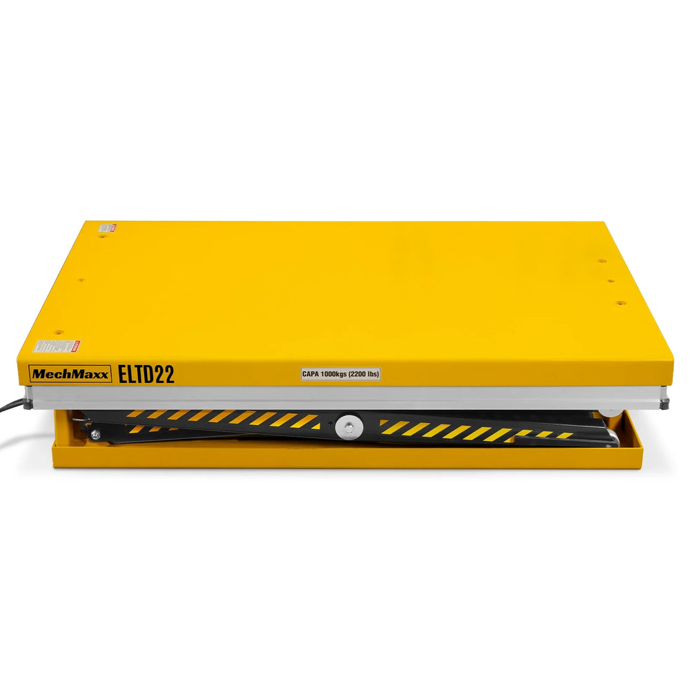 2200 lbs Capacity Stationary Electric Hydraulic Double Scissor Lift Table - 51.2" x 32.3" Platform,  70.1" Lift Height,  UL Certified Motor,  ELTD22