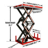 2200 lbs Capacity Stationary Electric Hydraulic Double Scissor Lift Table - 51.2" x 32.3" Platform,  70.1" Lift Height,  UL Certified Motor,  ELTD22