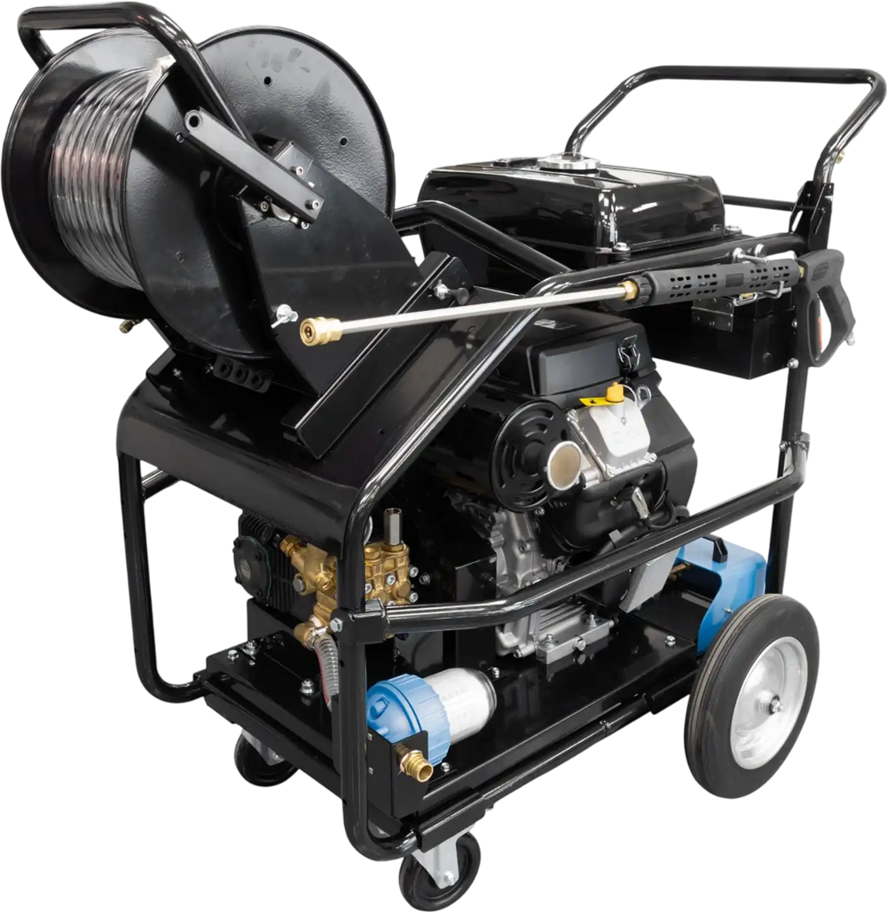 Canpump Cold Water Sewer Jetter: 24 hp V-Twin Engine, 5200 psi @ 6.6 US gpm, Belt Drive