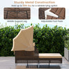 Outdoor daybed with retractable canopy in brown PE wicker, featuring sturdy metal construction and adjustable foot pads.