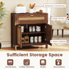 Sideboard storage cabinet with rattan doors, large drawer, and double-door cabinet for versatile living room.