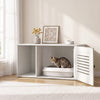 Cat litter box enclosure with side entrance in natural/white, featuring spacious design and elegant styling for versatile use.