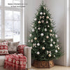 Antler-patterned Christmas tree collar fits 6/7.5/9 ft artificial trees, providing a rustic finish and tool-free setup.