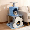 31.5" Cute Modern Cat Tree Multi-Level Kitten Tower-Blue - Gallery View 1 of 10
