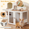Wooden dog crate furniture with double lock doors, reinforced metal bars, and easy-to-clean surface for pet-friendly.