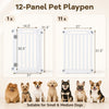 12-panel white dog playpen made of durable HDPE, suitable for indoor and outdoor use, ideal for small and medium dogs.