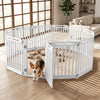 White 31.5" height indoor outdoor dog playpen with 12 panels, made of durable HDPE material for versatile pet containment.