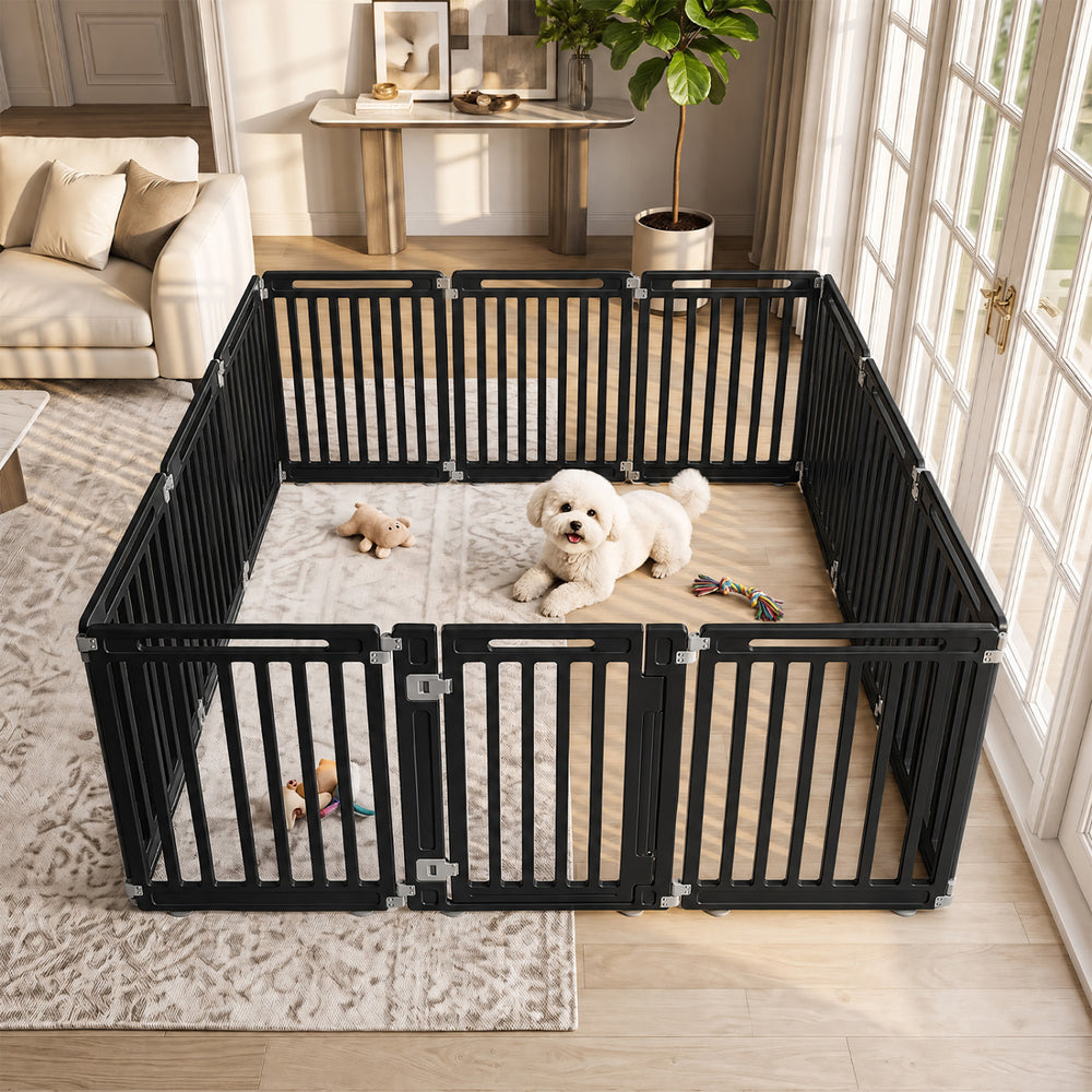 31.5" Height Indoor Outdoor Dog Playpen with 12 Panels-Black - Gallery View 1 of 10