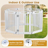 White 31.5" height indoor outdoor dog playpen with 8 panels, featuring suction cup feet and ground stakes for stability.