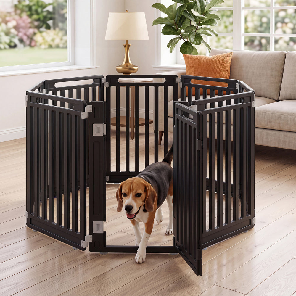 31.5" Height Indoor Outdoor Dog Playpen with 8 Panels-Black - Gallery View 1 of 9