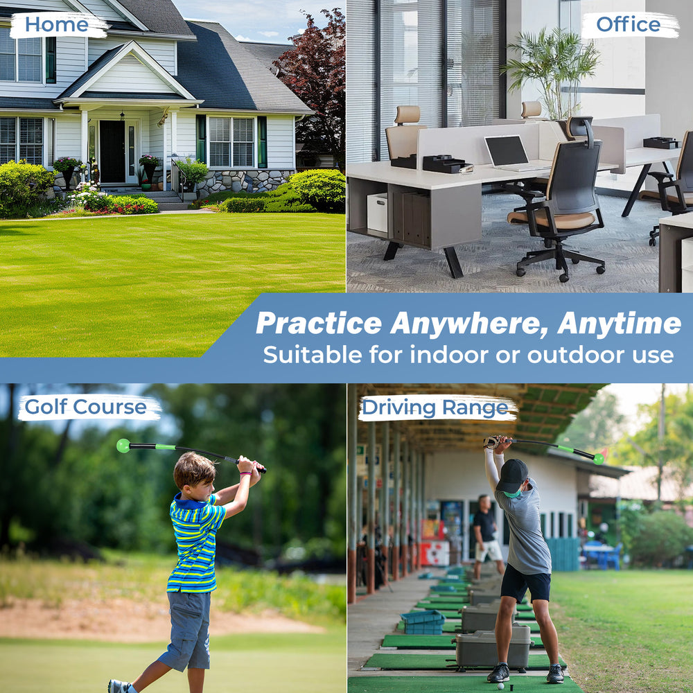 31.5-inch golf swing trainer aid with weighted head, ideal for indoor or outdoor practice at home, driving range, or.