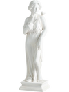 31.5-inch white Greek goddess statue with antique finish, featuring a column base, perfect for garden or home decor.
